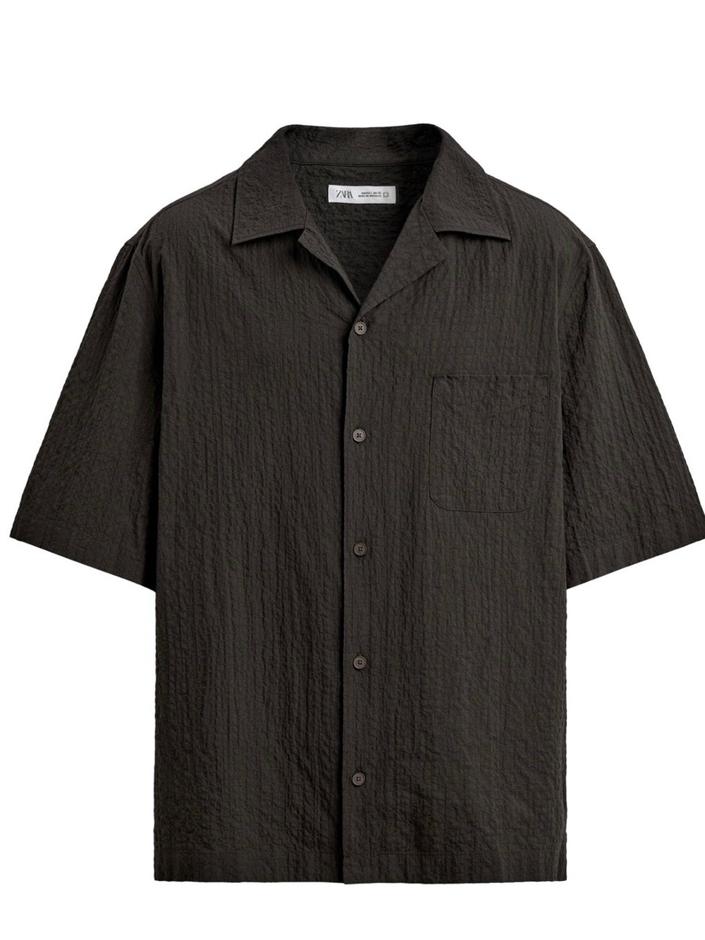 ZARA Men's Dark Brown Regular Fit Textured Shirt  Size S 100% Cotton